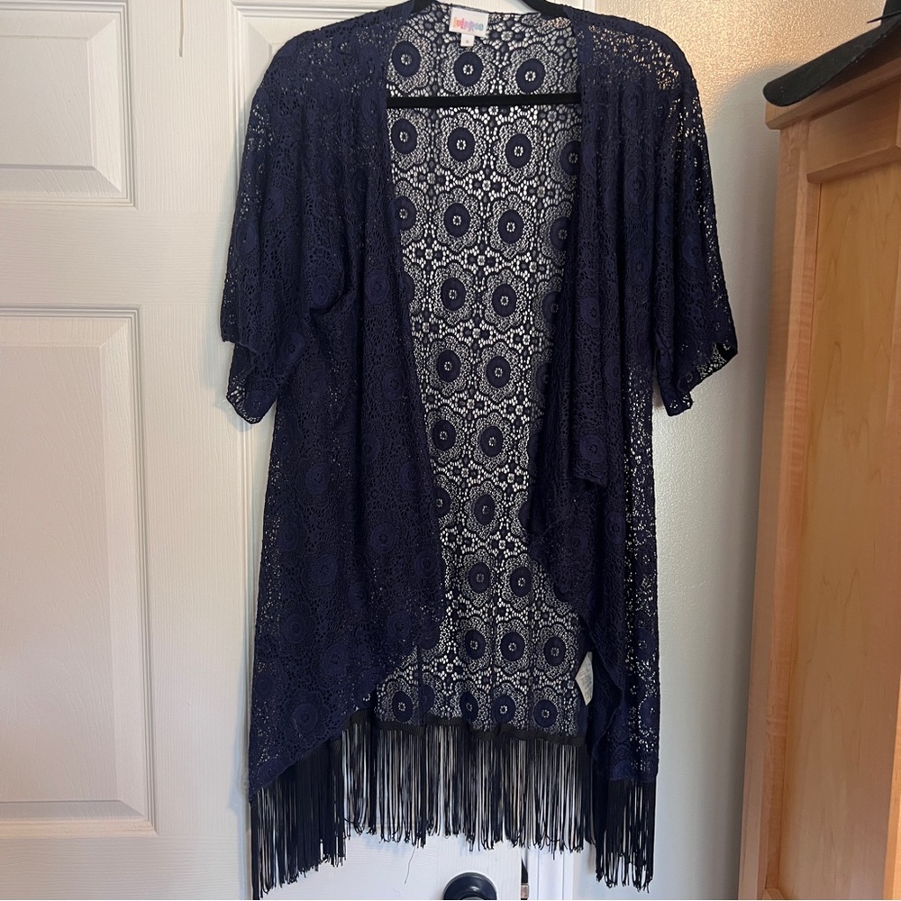 LuLaRoe Navy Blue Lace Kimono